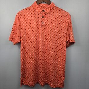 Jack Nicklaus Golden Bear Eco Shirt Men S‎ Orange Floral Short Sleeve Athleisure
